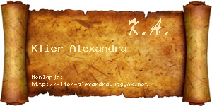 Klier Alexandra névjegykártya